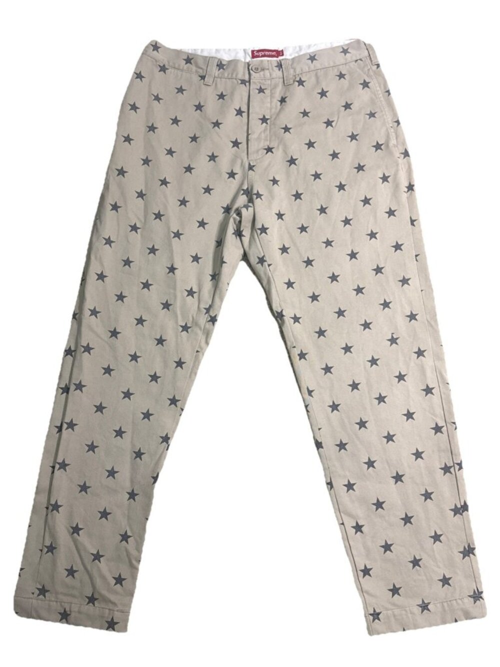 Supreme Chino Pant Black Star Work Pants Cotton Beige Size 34